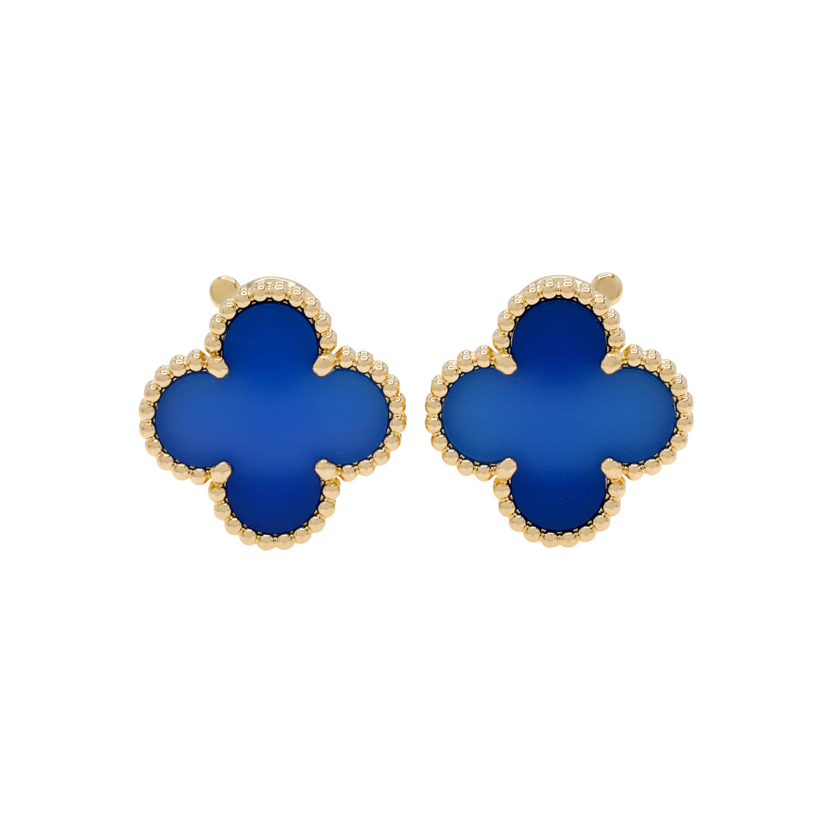 Van Cleef & Arpels 18K Yellow Gold Blue Agate Vintage Alhambra Earrings Designer Jewellery Van Cleef and Arpels