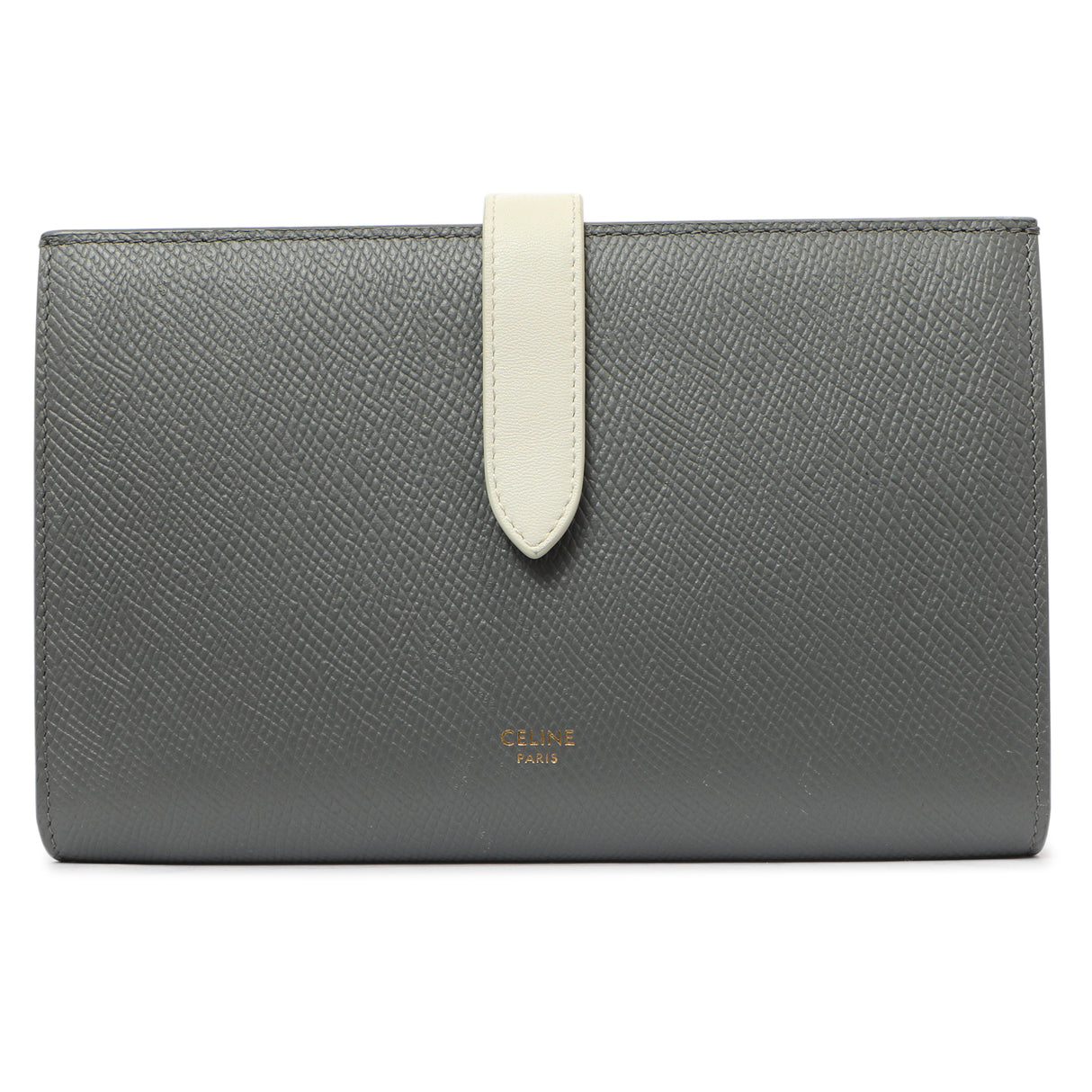 Celine Grey Grained Calfskin Large Multifunction Strap Wallet Accessories Celine