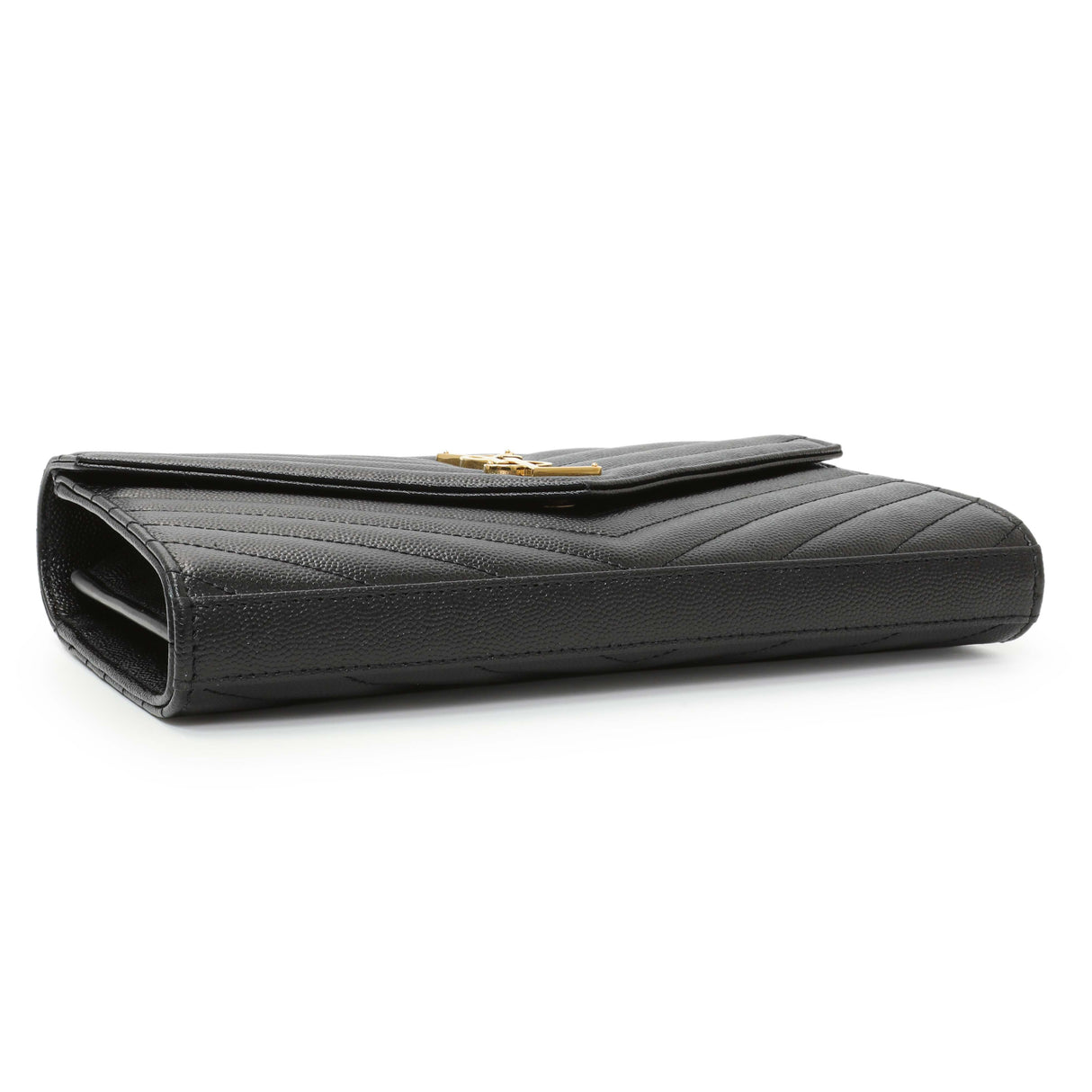 Saint Laurent Grain De Poudre Matelasse Chevron Monogram Chain Wallet Handbags Saint Laurent