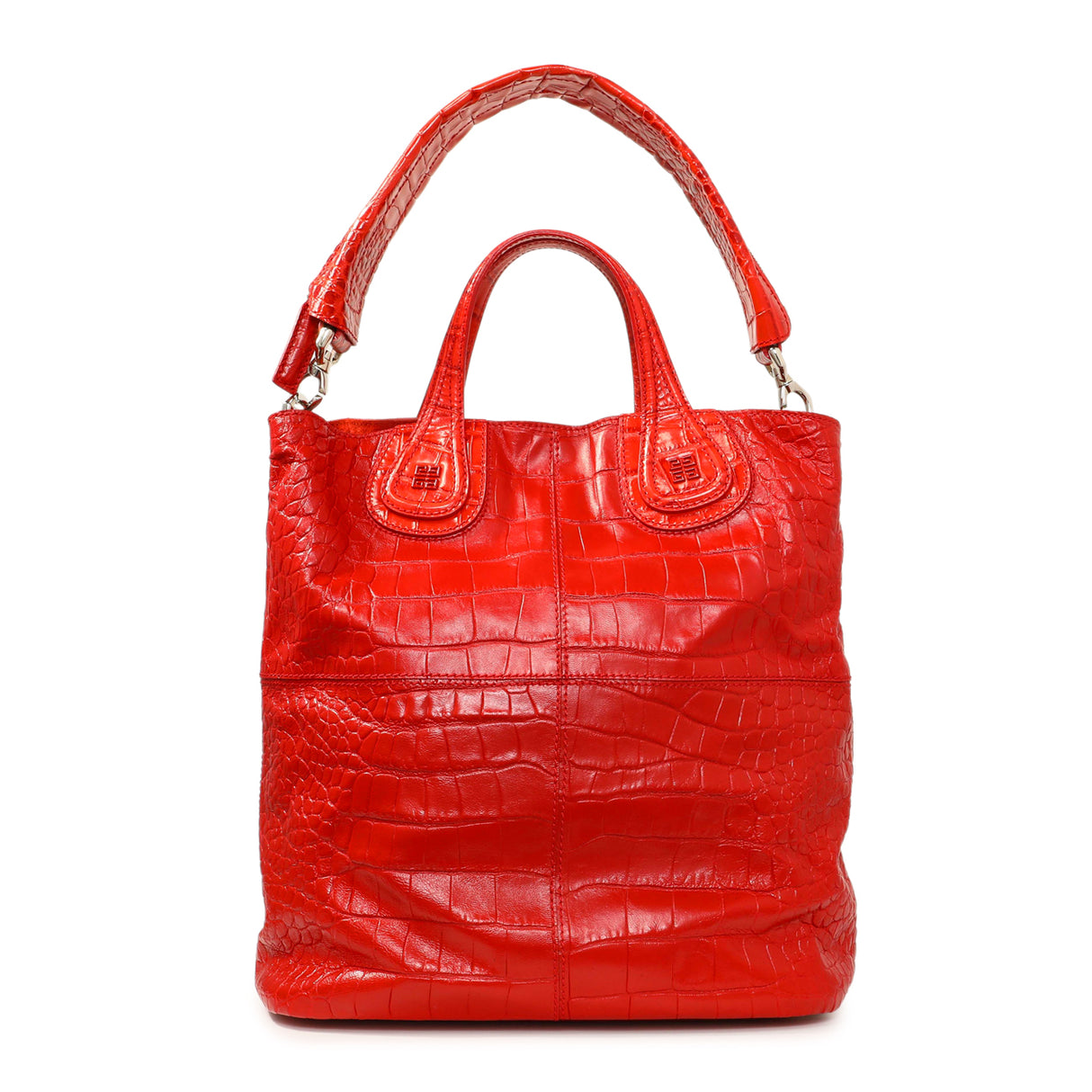 Givenchy Red Crocodile Embossed Calfskin North South Nightingale Handbags Givenchy