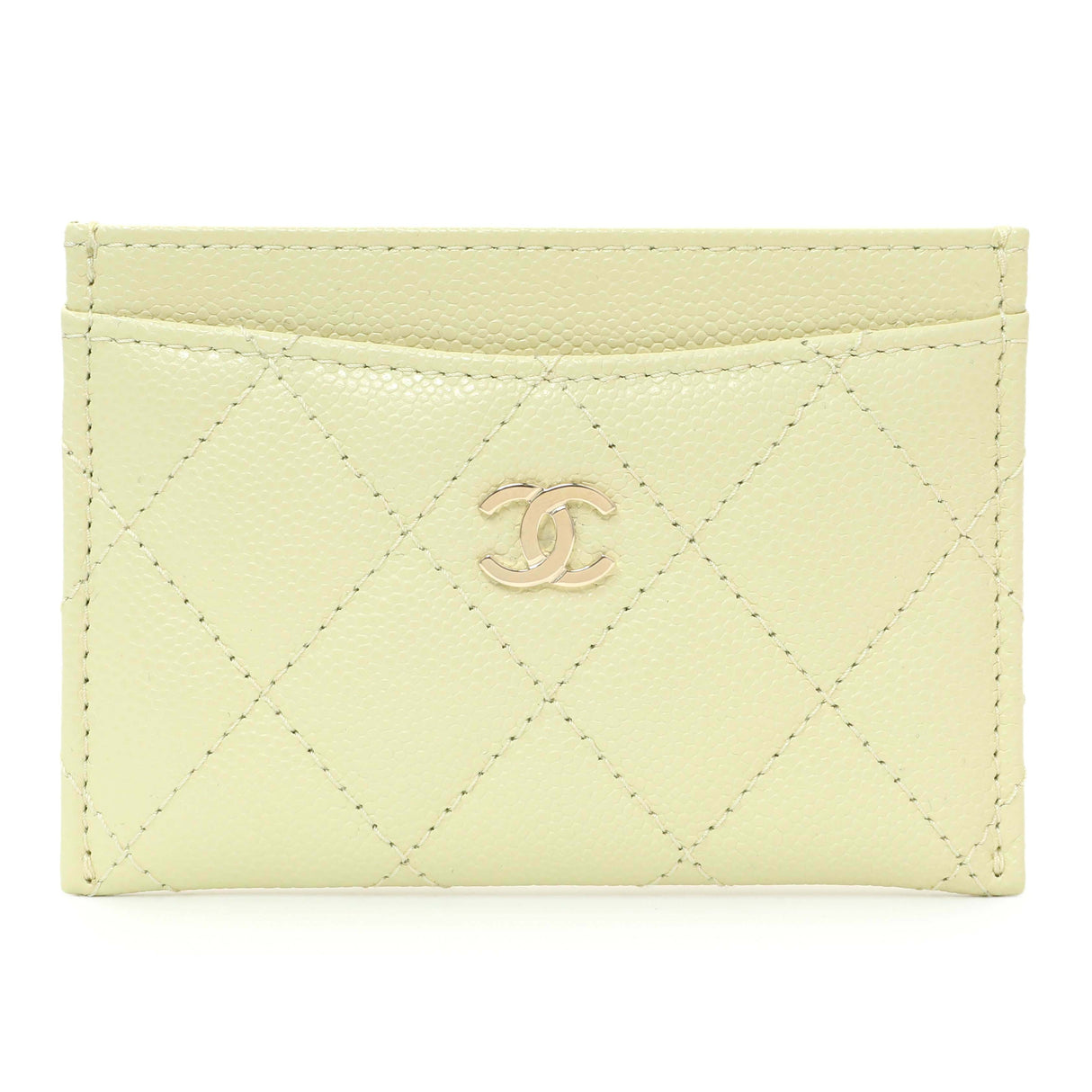 Chanel Yellow Quilted Caviar Card Holder Accessories Chanel
