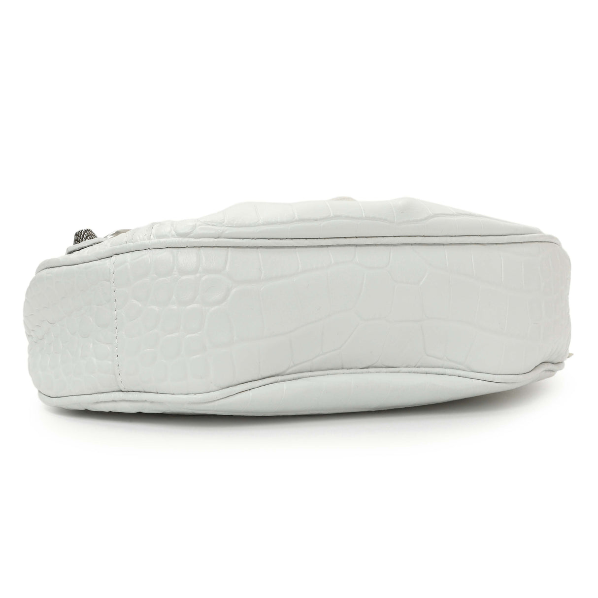 Balenciaga White Crocodile Embossed Calfskin Le Cagole Shoulder Bag XS Handbags Balenciaga