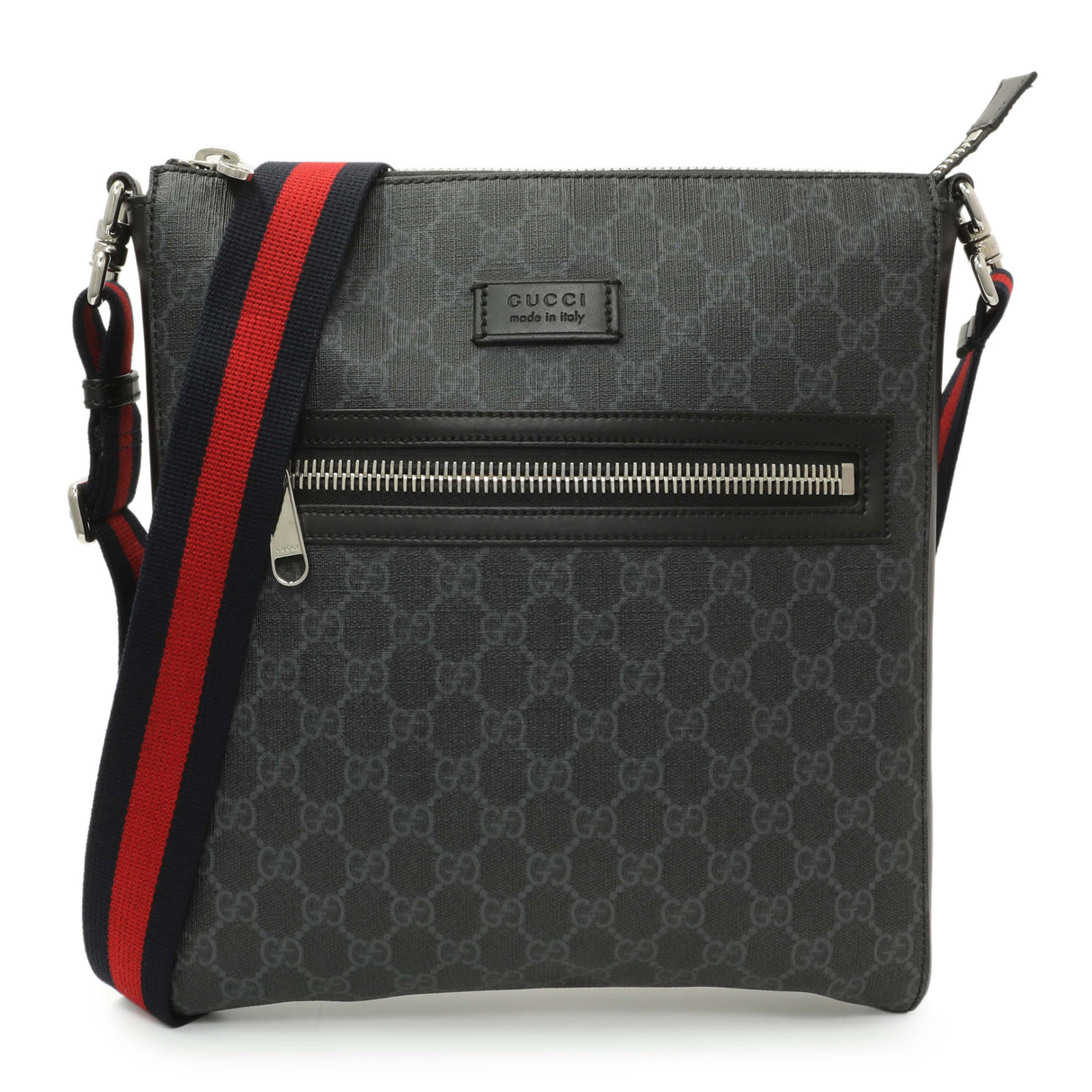 Gucci GG Supreme Monogram Web Flat Messenger Bag Handbags Gucci