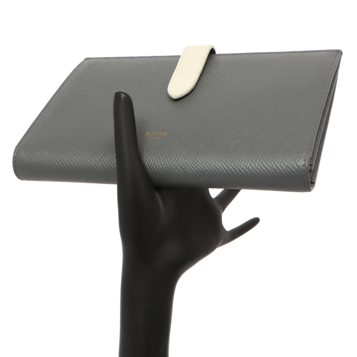 Celine Grey Grained Calfskin Large Multifunction Strap Wallet Accessories Celine