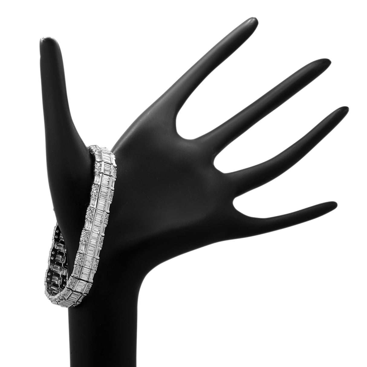18K White Gold 14.67 Carat Baguette Diamond Bracelet Fine Jewellery Modaselle