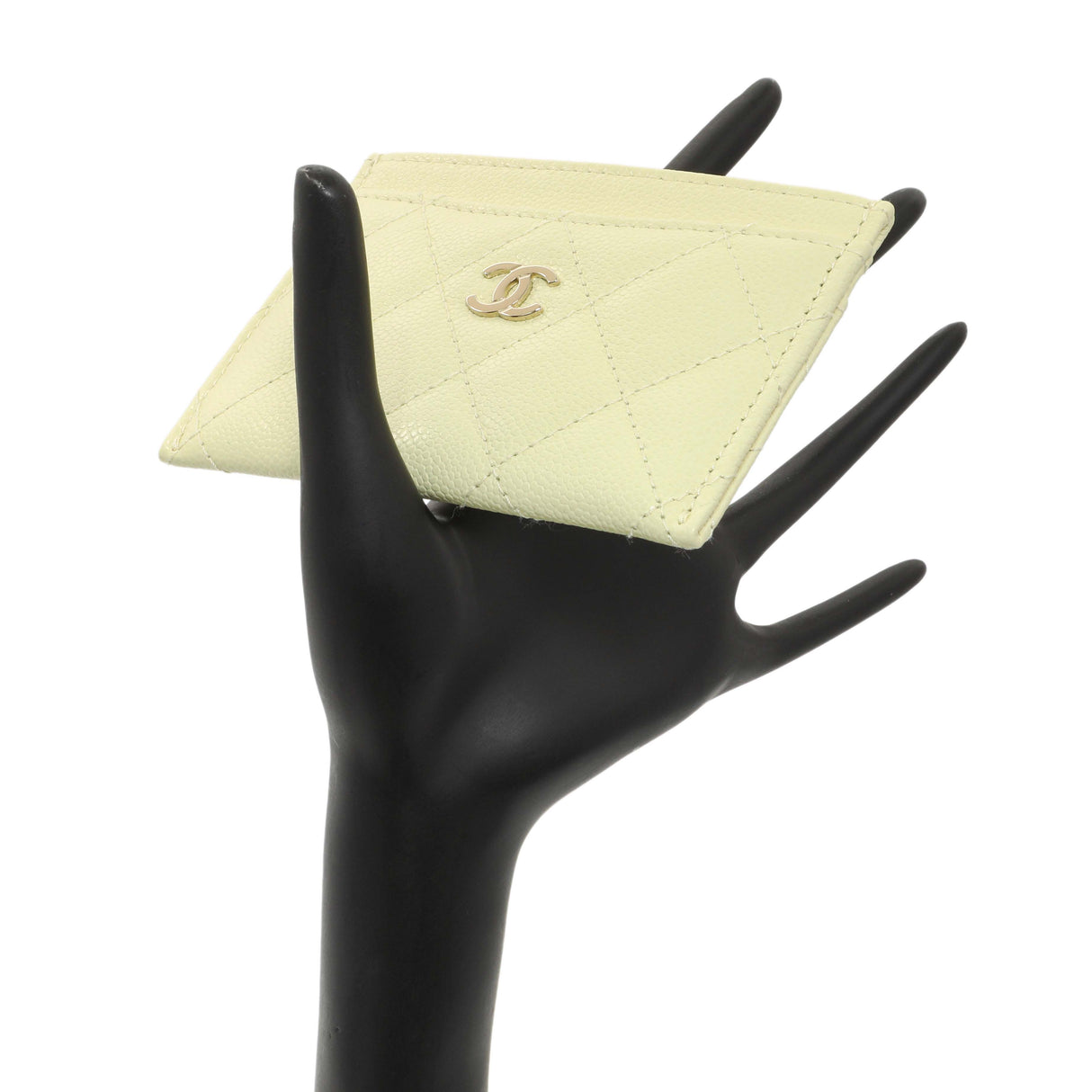 Chanel Yellow Quilted Caviar Card Holder Accessories Chanel