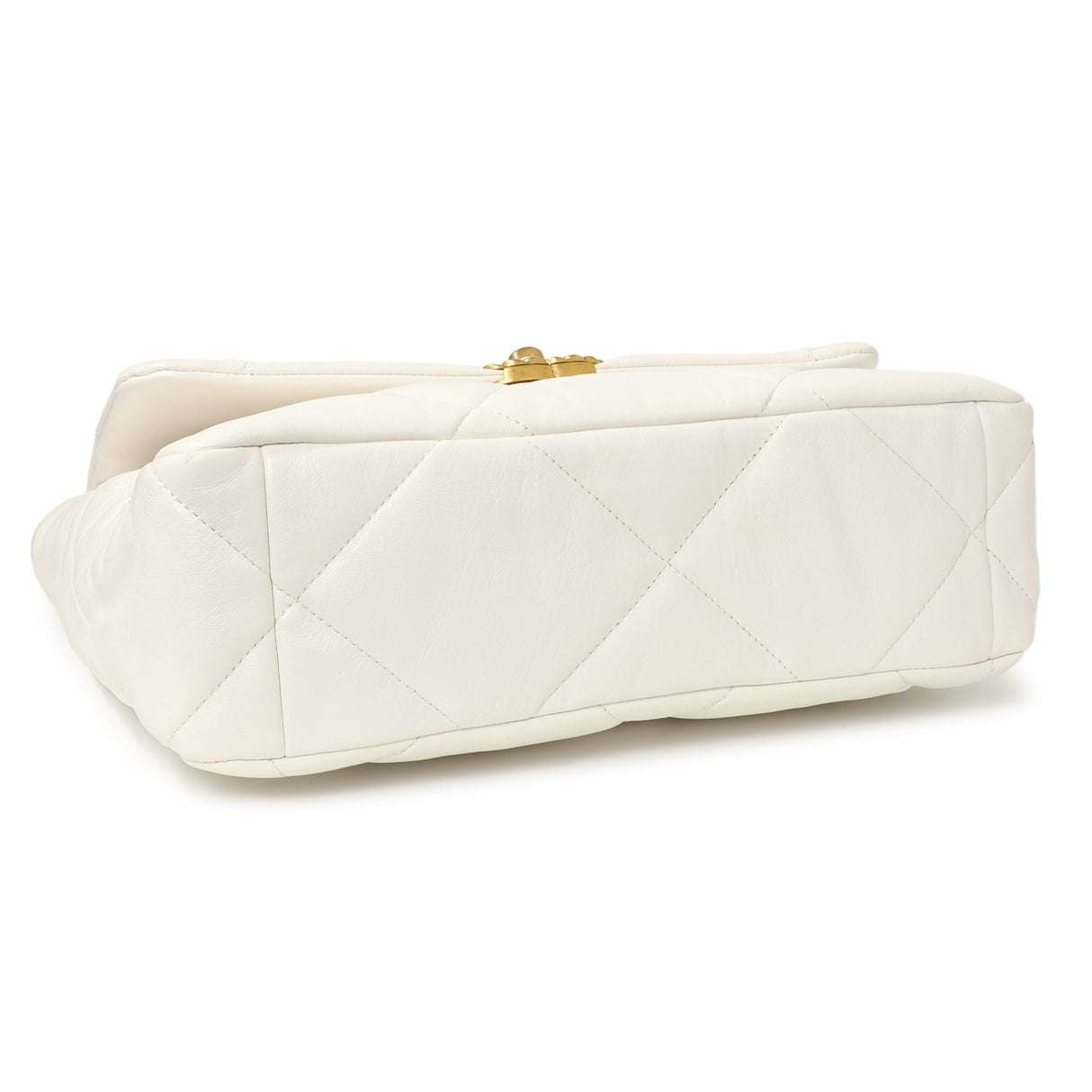 Chanel White Quilted Lambskin Large 19 Flap Handbags Chanel