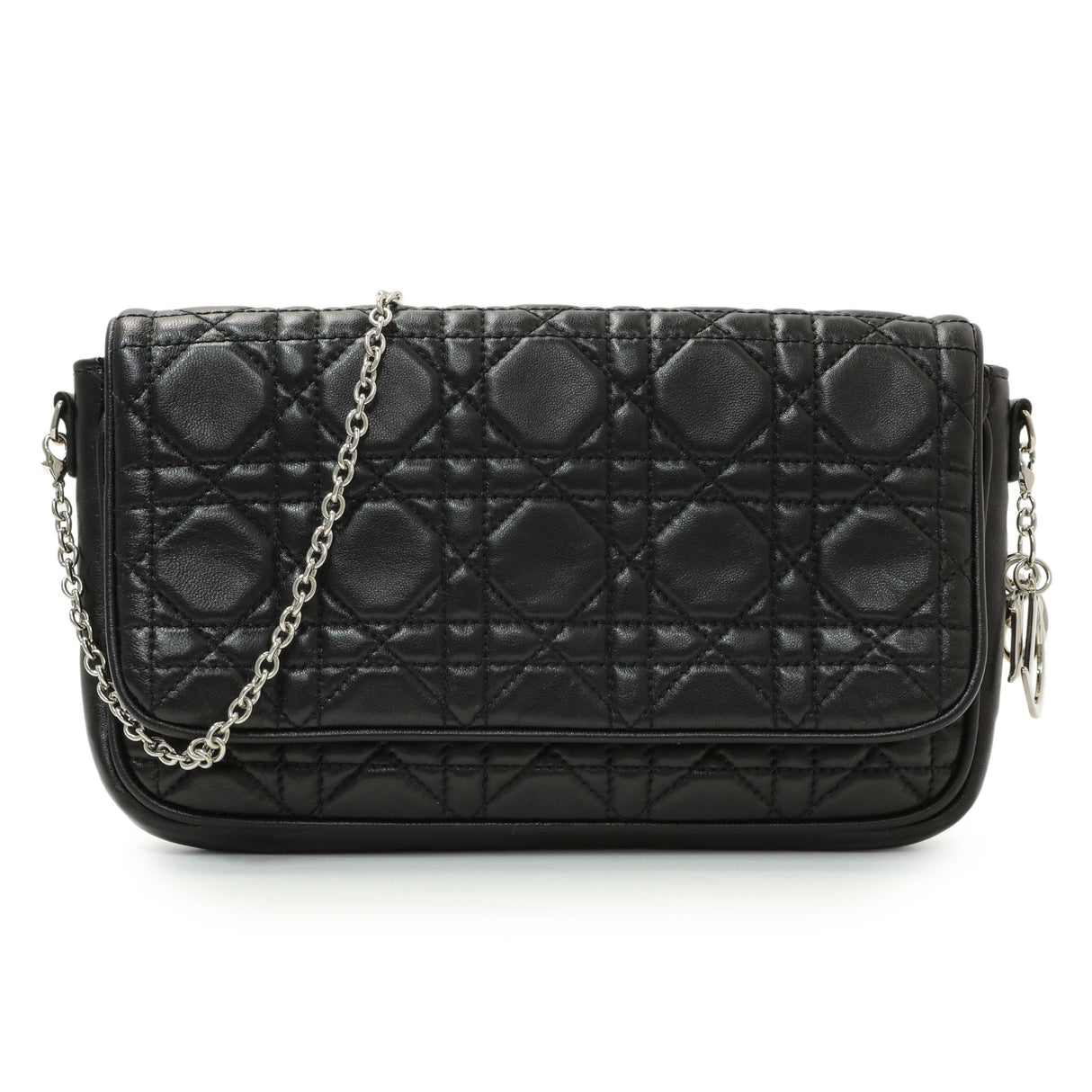 Christian Dior Black Lambskin Cannage Wallet On Chain Handbags Christian Dior