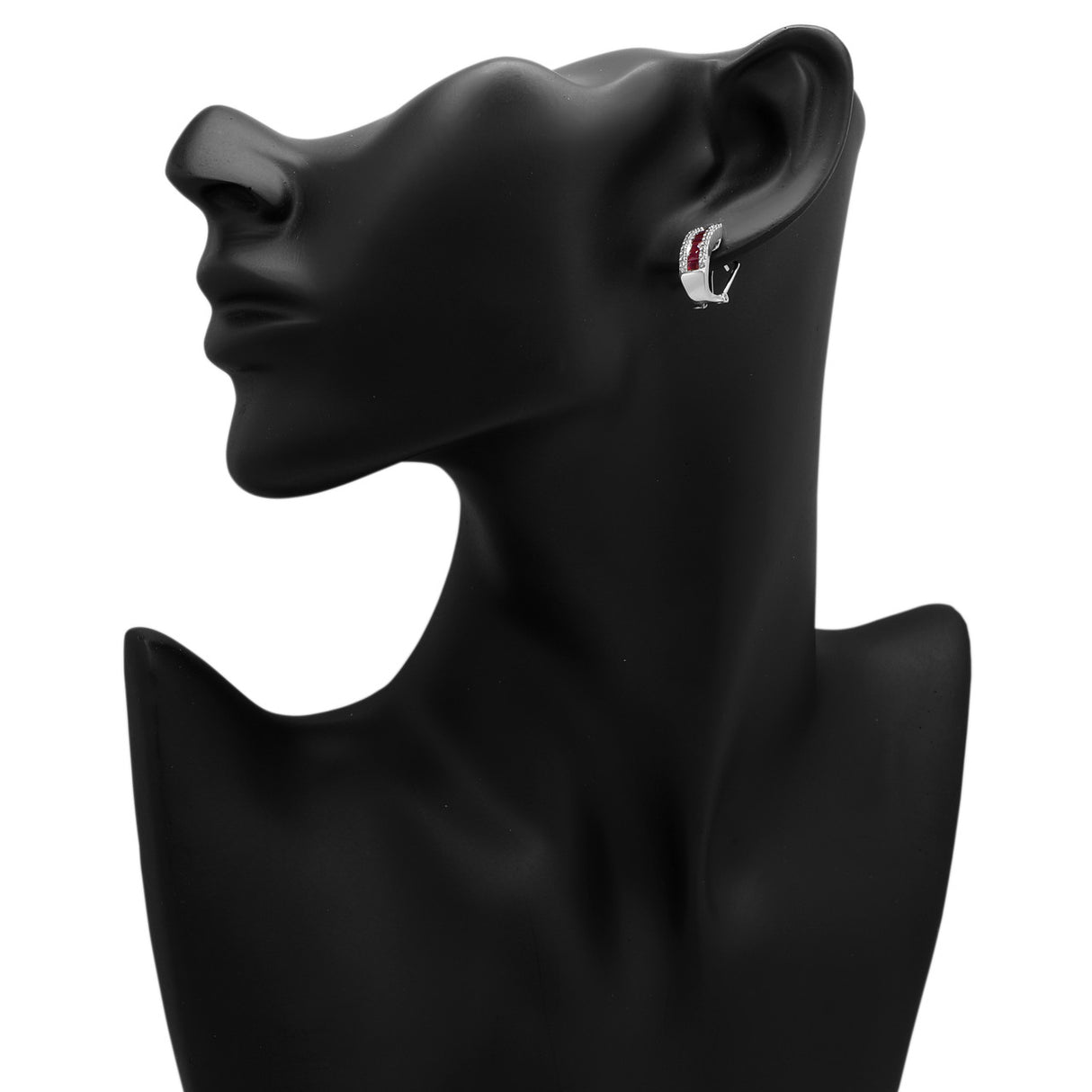 14K White Gold 1.40 Carat Ruby Diamond Earrings Modaselle