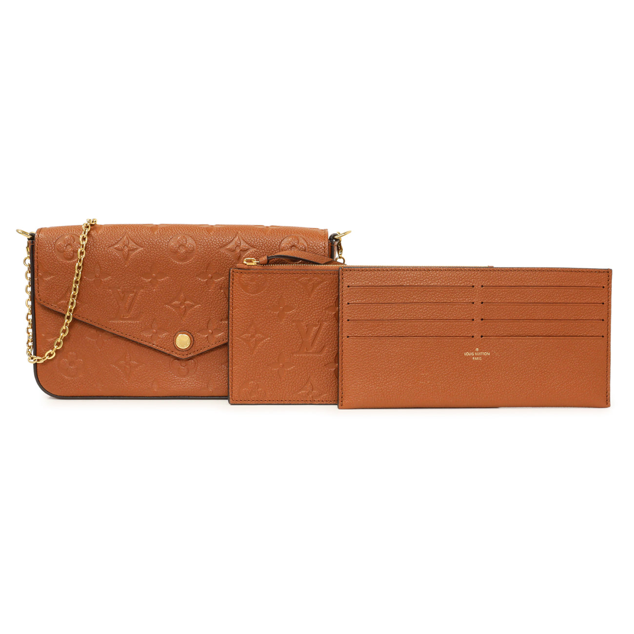 Louis Vuitton Cognac Empreinte Pochette Felicie Chain Wallet