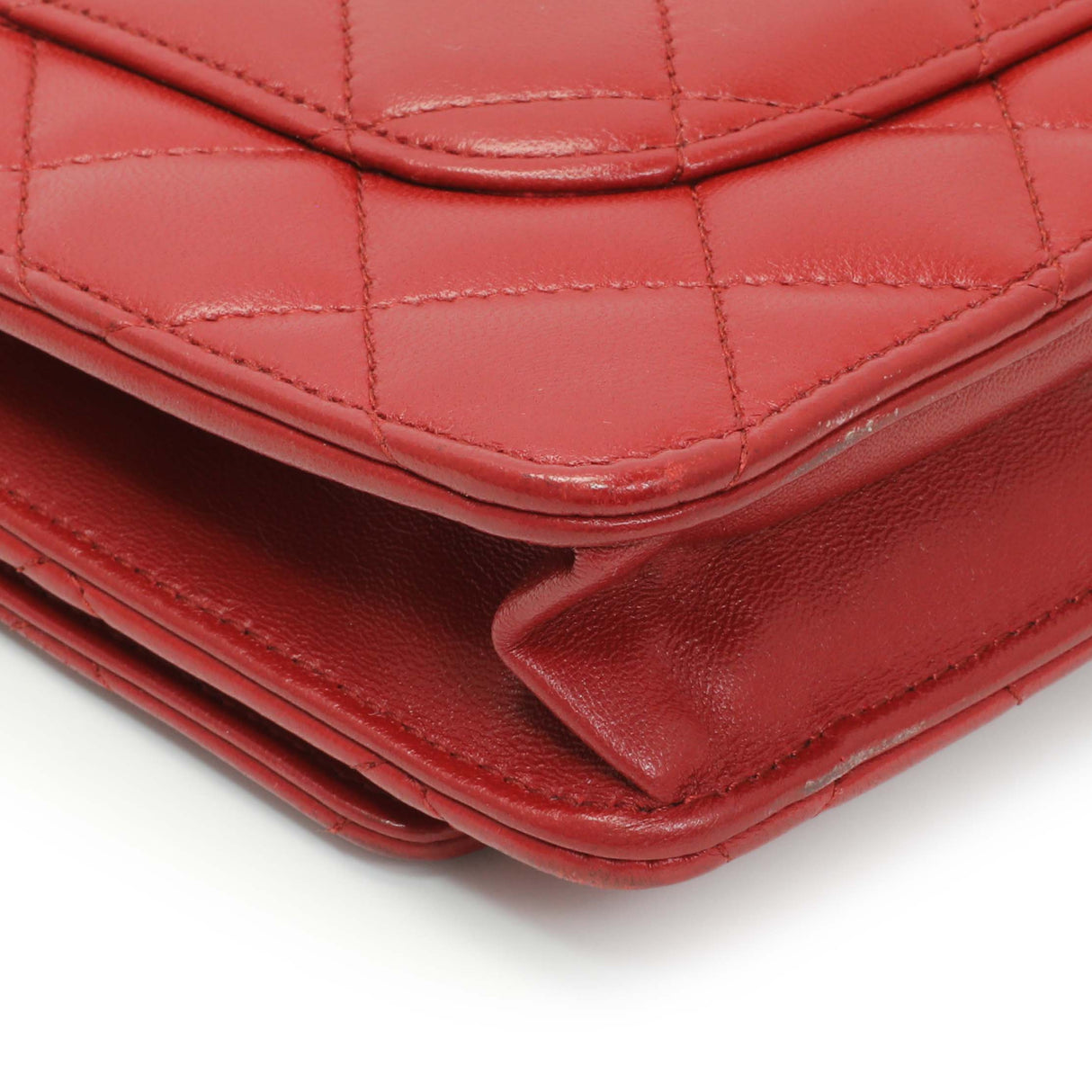 Chanel Red Quilted Calfskin Classic Wallet On Chain Handbags Chanel