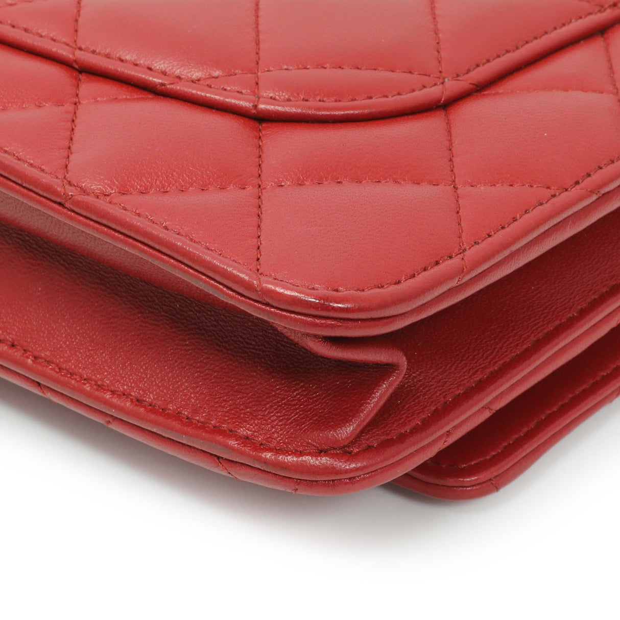 Chanel Red Quilted Calfskin Classic Wallet On Chain Handbags Chanel