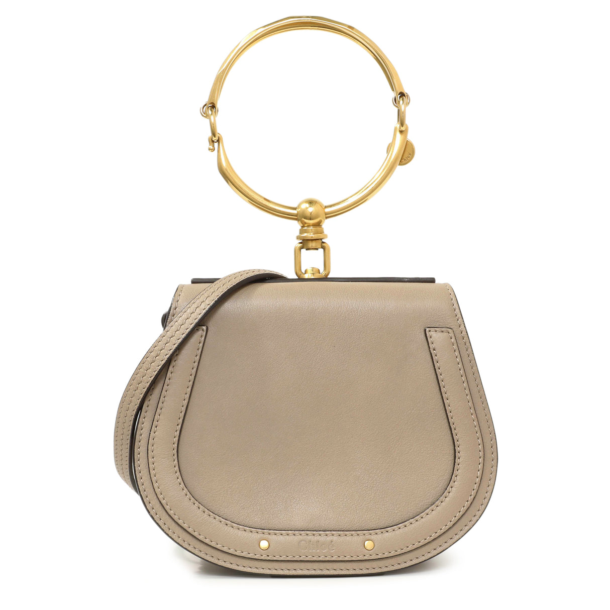 Chloe Motty Grey Calfskin Small Nile Bracelet Bag Handbags Chloe