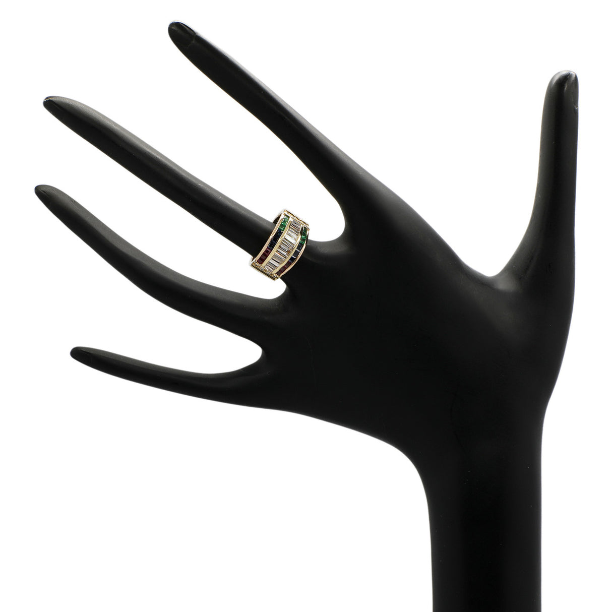 14K Yellow Gold Diamond Emerald Sapphire Ruby Ring Fine Jewellery Modaselle