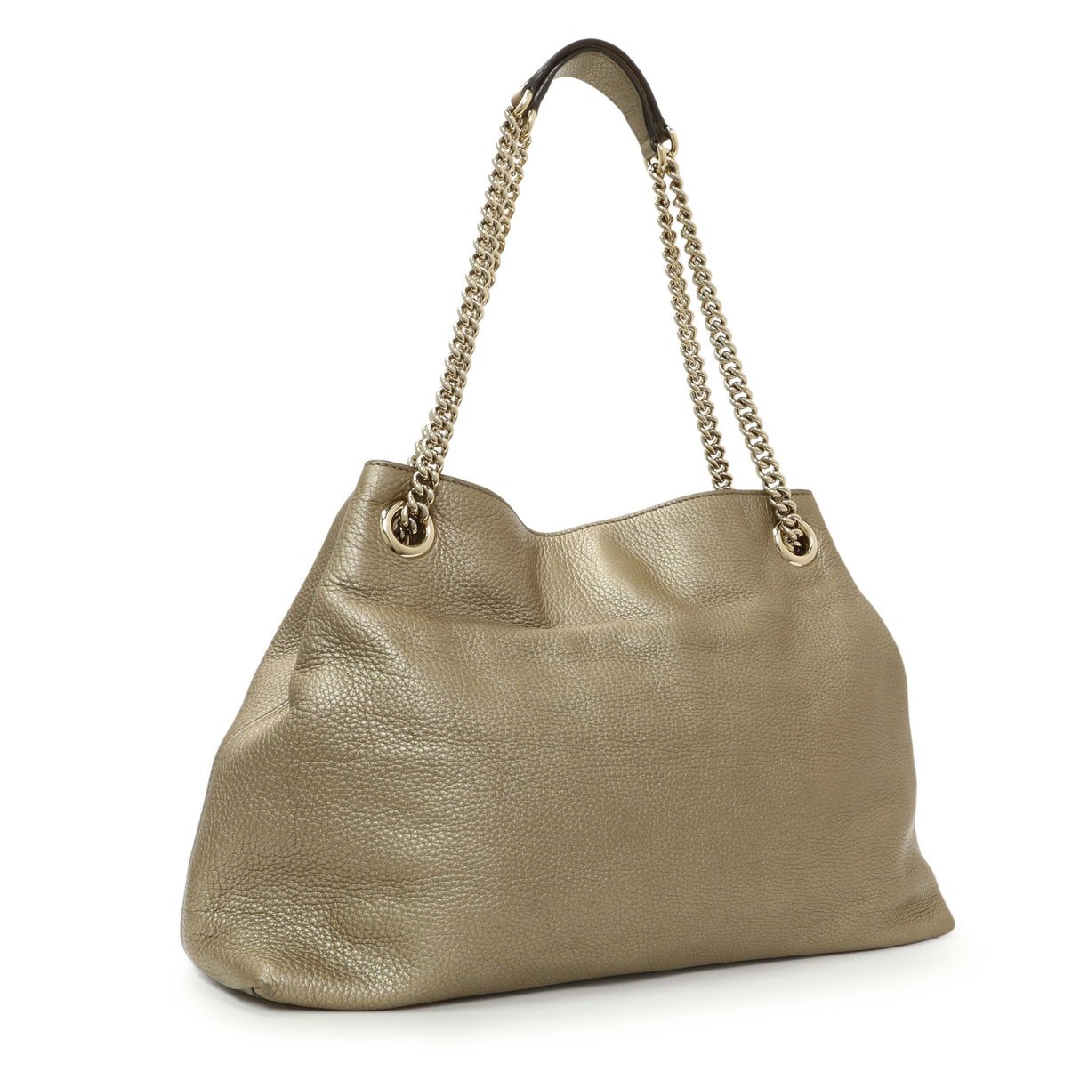 Gucci Gold Pebbled Calfskin Medium Soho Chain Shoulder Bag Handbags Gucci