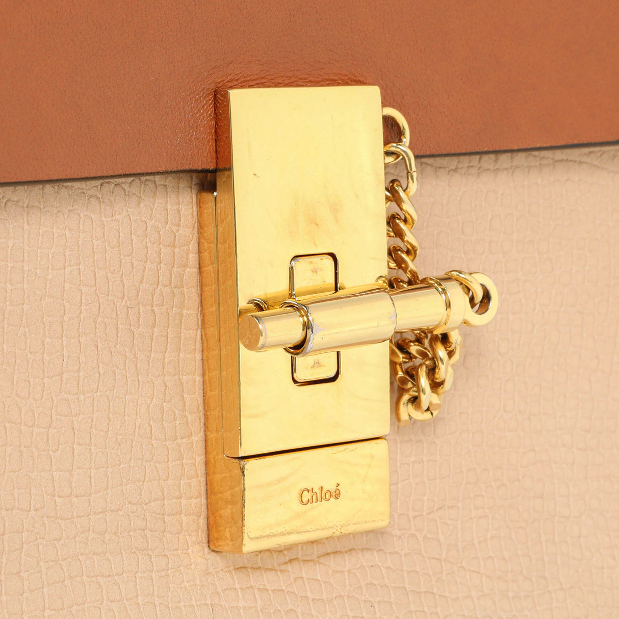 Chloe Beige Caramel Grained Calfskin Mini Drew Shoulder Bag Handbags Chloe