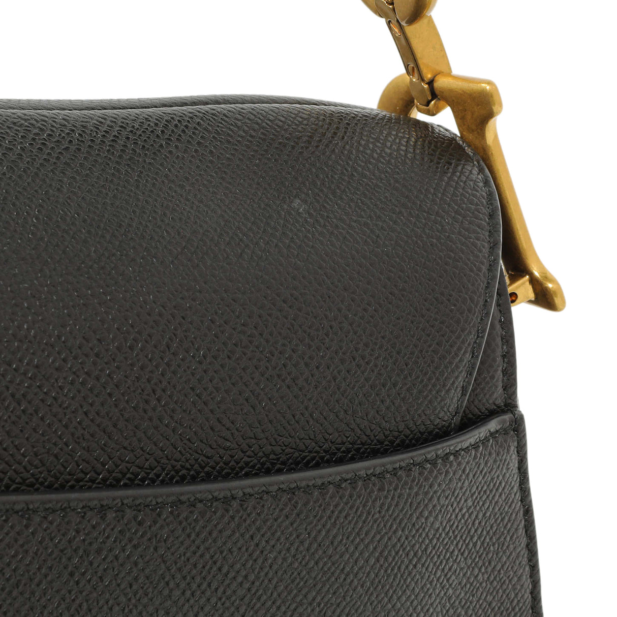 Christian Dior Black Grained Calfskin Saddle Bag Handbags Christian Dior