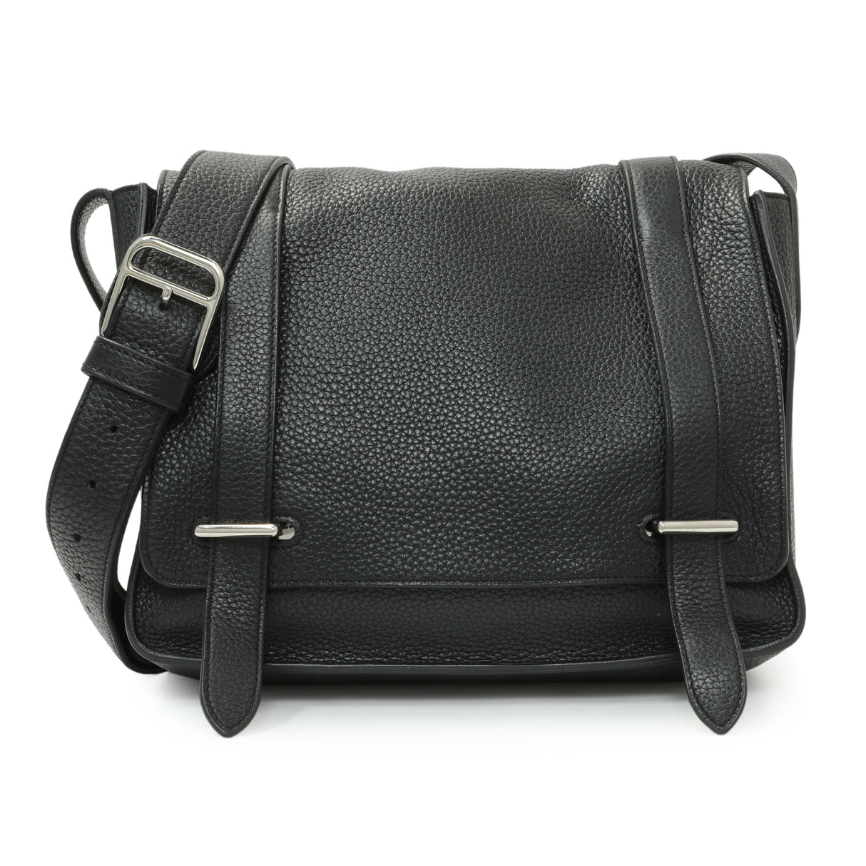 Hermes Black Taurillon Clemence Steve Caporal Messenger Handbags Hermes
