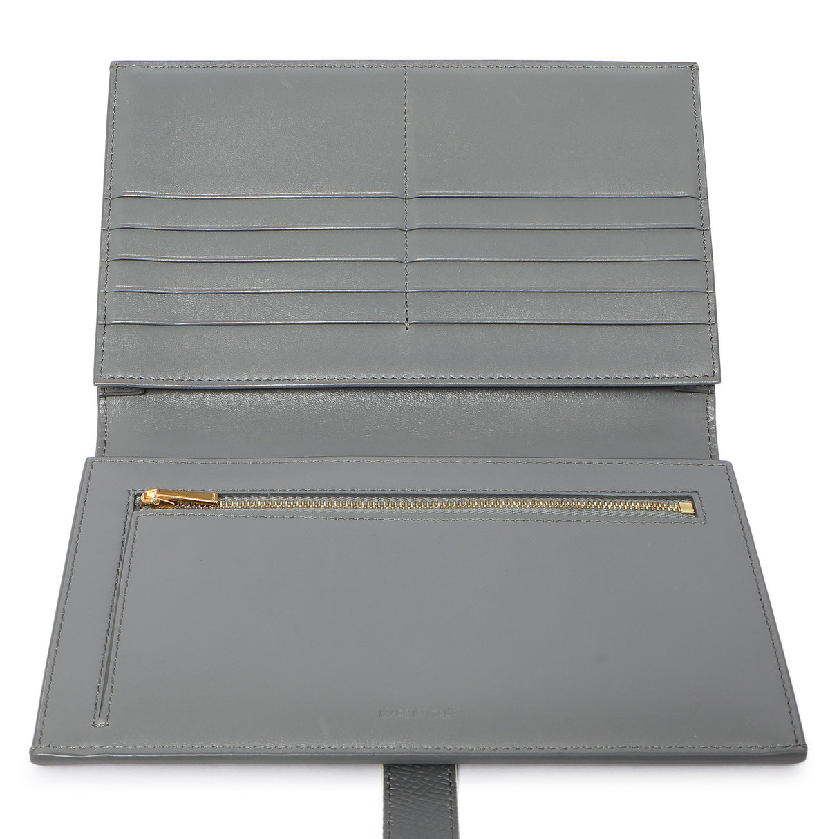 Celine Grey Grained Calfskin Large Multifunction Strap Wallet Accessories Celine