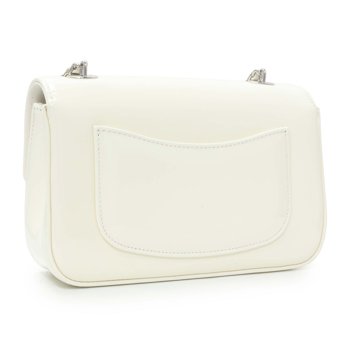 Chanel White Patent Calfskin Small Camellia Flap Handbags Chanel