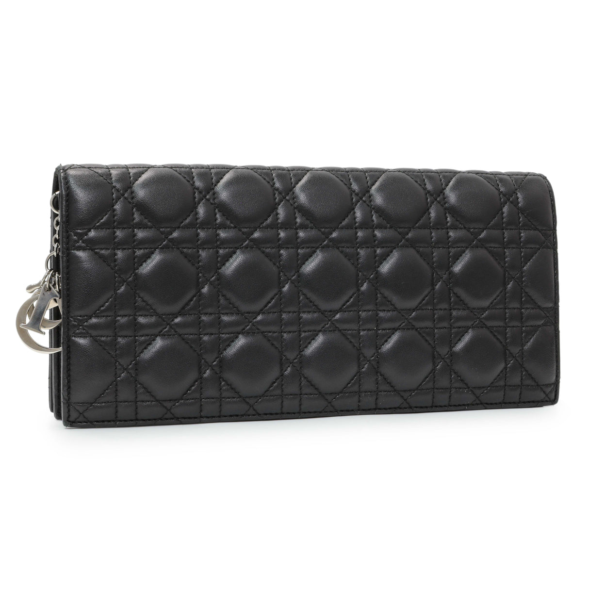 Christian Dior Black Lambskin Cannage Lady Dior Convertible Clutch Handbags Christian Dior