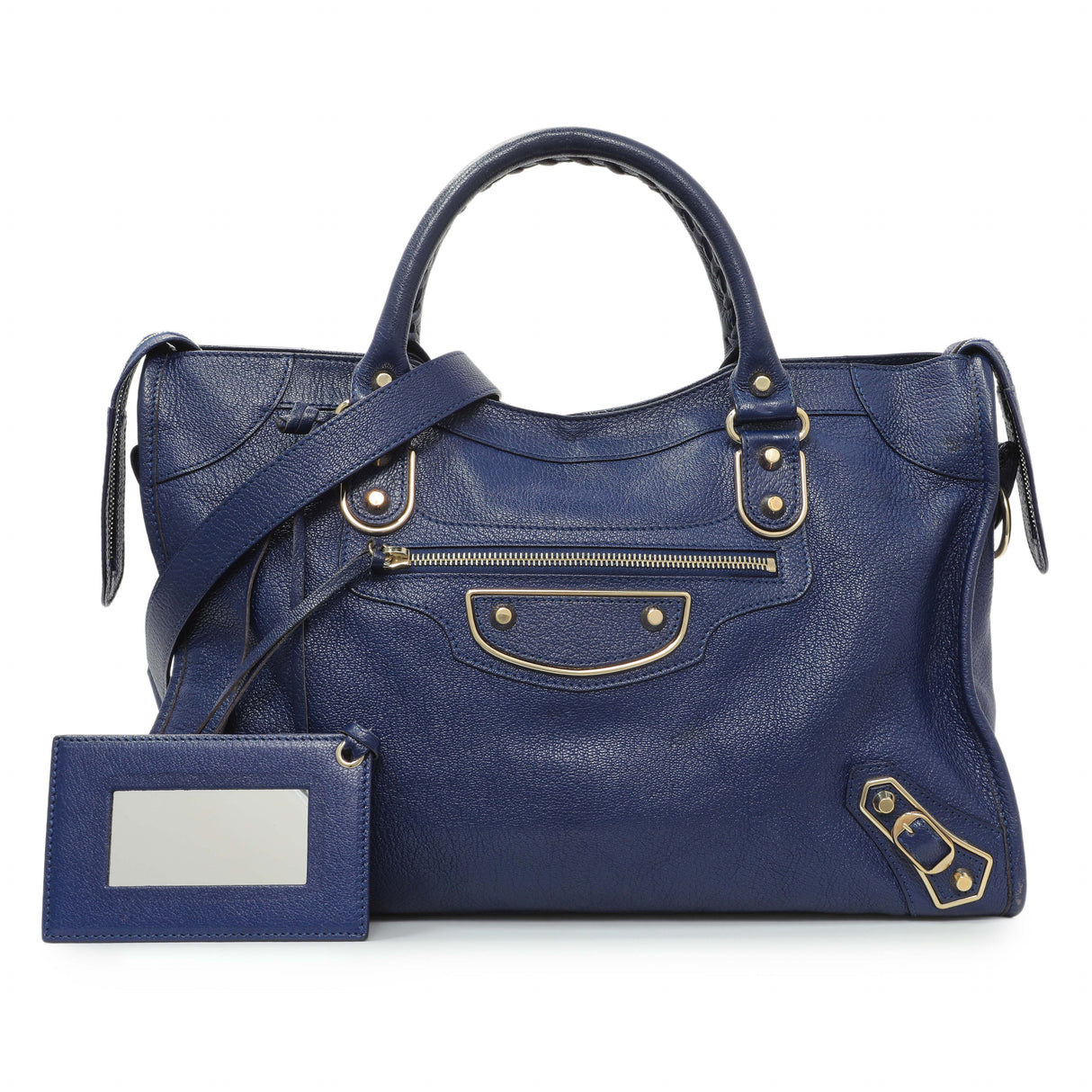 Balenciaga Bleu Nuit Chevre Metallic Edge City Handbags Balenciaga