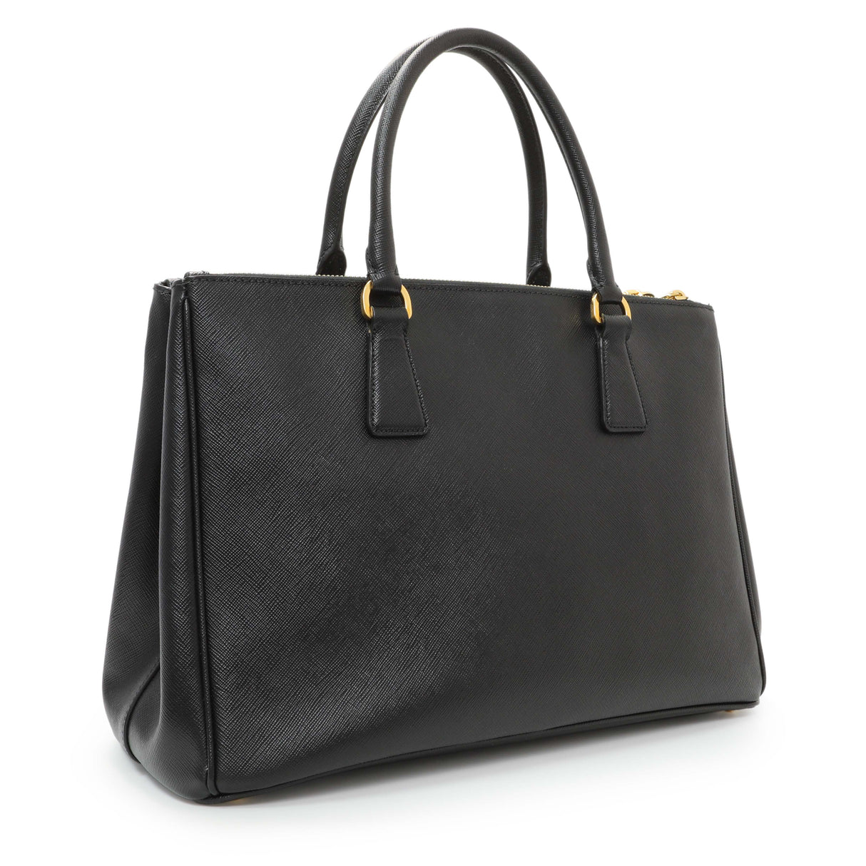 Prada Black Saffiano Medium Galleria Double Zip Tote Handbags Prada