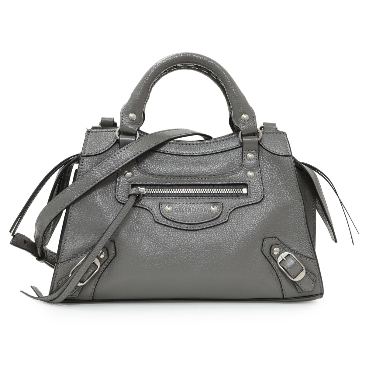 Balenciaga Grained Grey Calfskin Neo Classic Silver Hardware Mini City Handbags Balenciaga