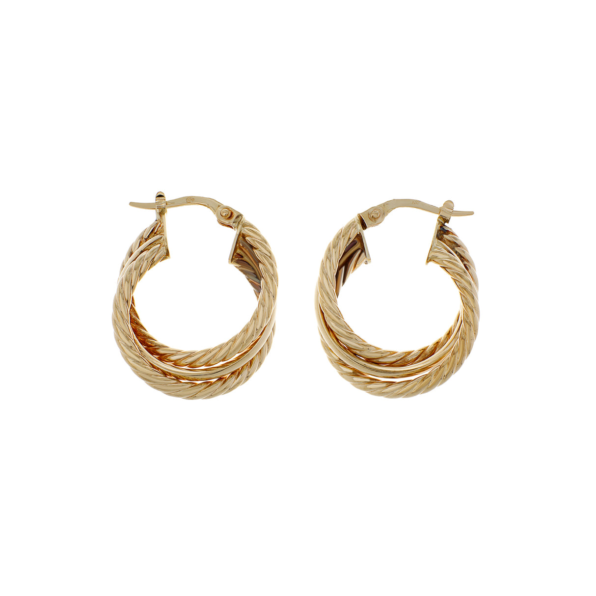 14K Yellow Gold Crossover Hoop Earrings Fine Jewellery Modaselle