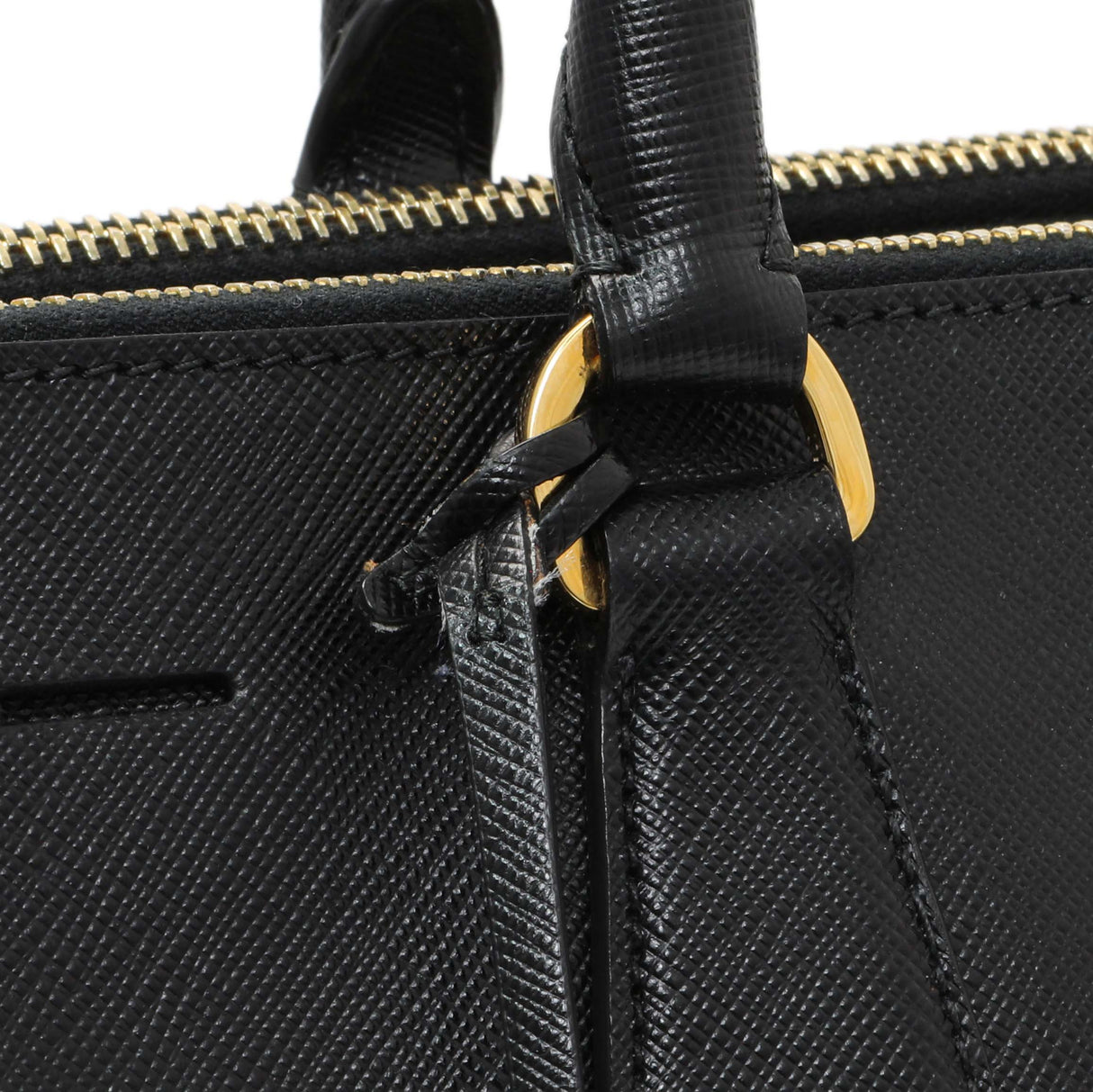 Prada Black Saffiano Medium Galleria Double Zip Tote Handbags Prada