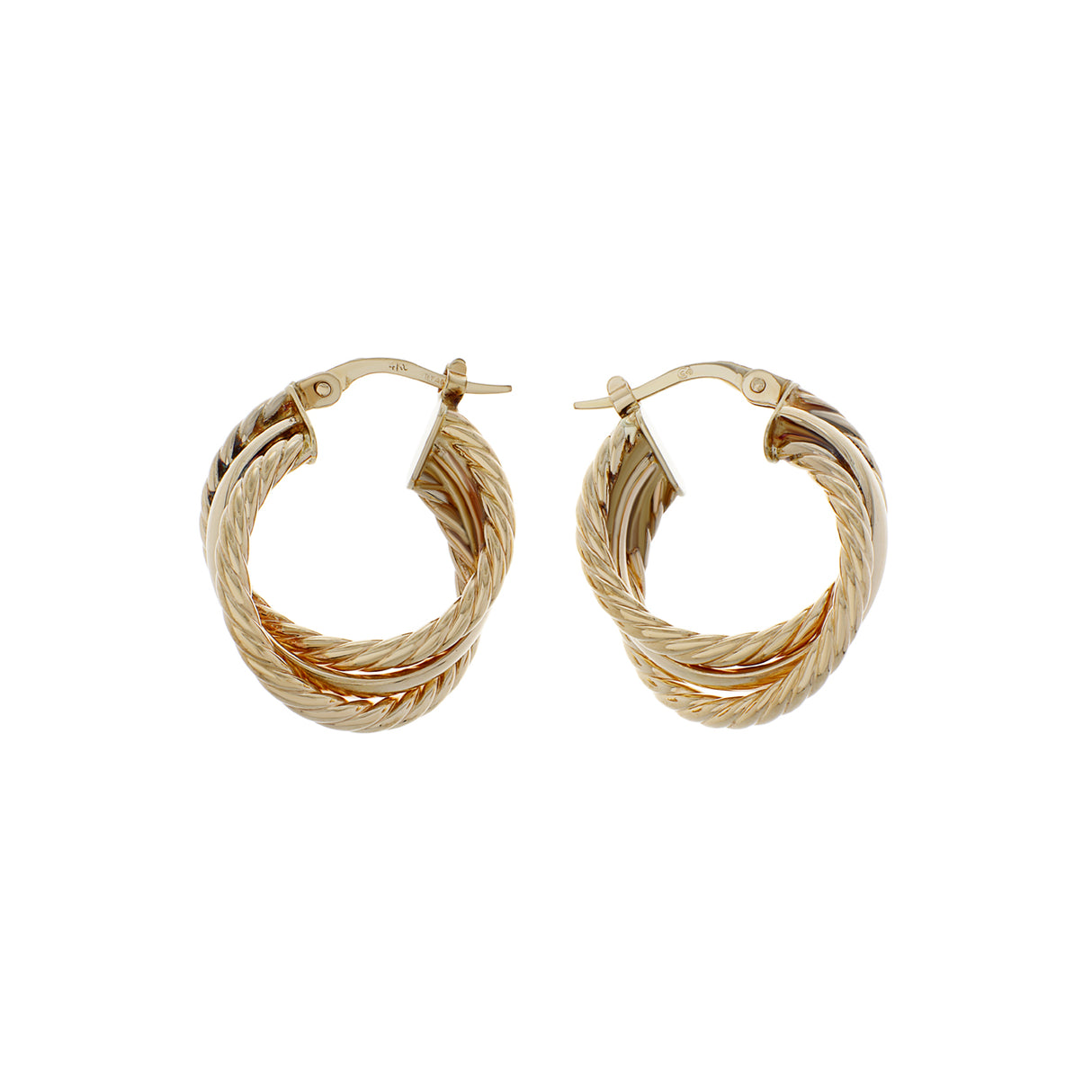 14K Yellow Gold Crossover Hoop Earrings Fine Jewellery Modaselle