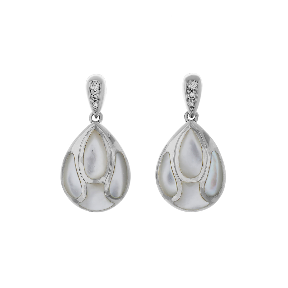 14K White Gold Mother of Pearl Drop Earrings Fine Jewellery Modaselle