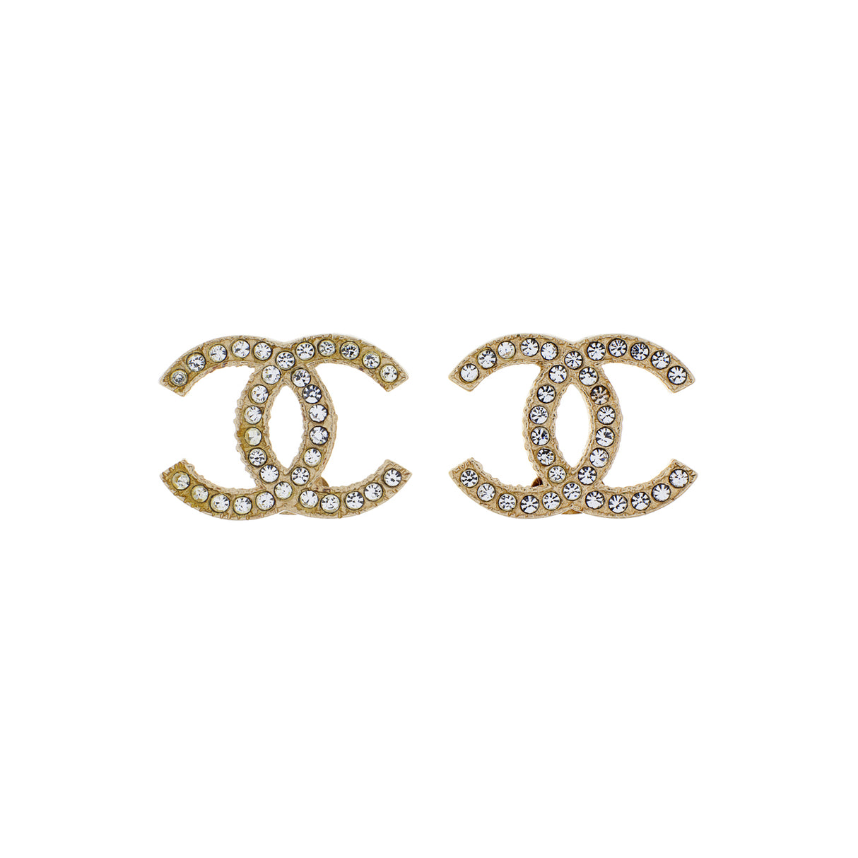 Chanel Gold Crystal CC Earrings Designer Jewellery Chanel