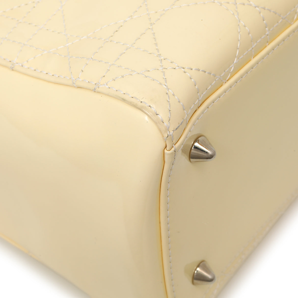 Christian Dior Ivory Patent Cannage Medium Lady Dior Handbags Christian Dior