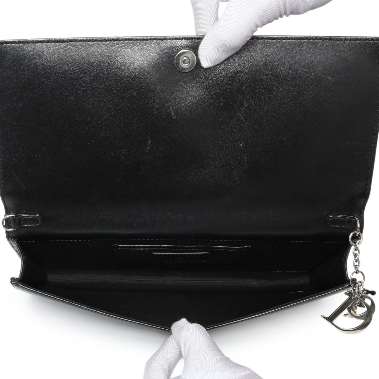 Christian Dior Black Lambskin Cannage Lady Dior Convertible Clutch Handbags Christian Dior