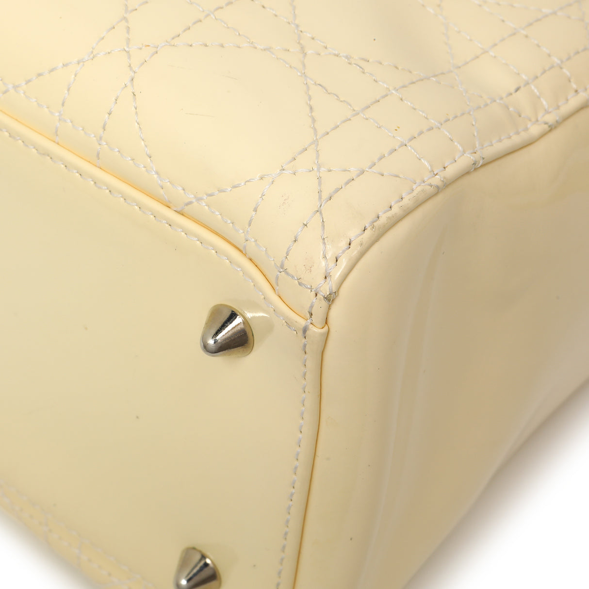 Christian Dior Ivory Patent Cannage Medium Lady Dior Handbags Christian Dior