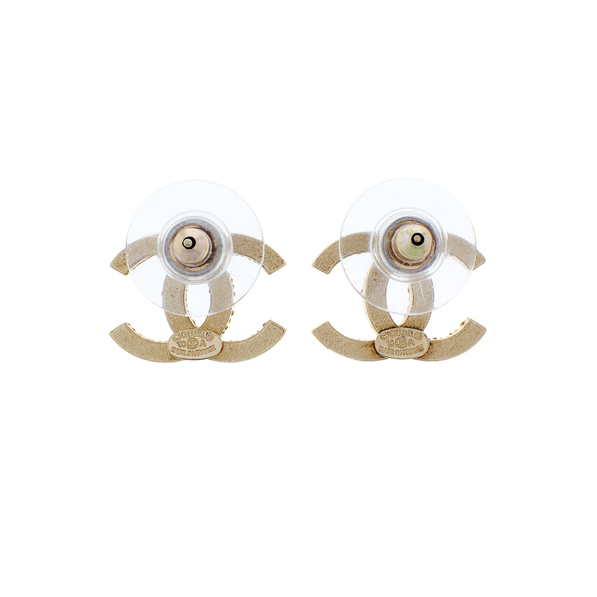 Chanel Gold Crystal CC Earrings Designer Jewellery Chanel