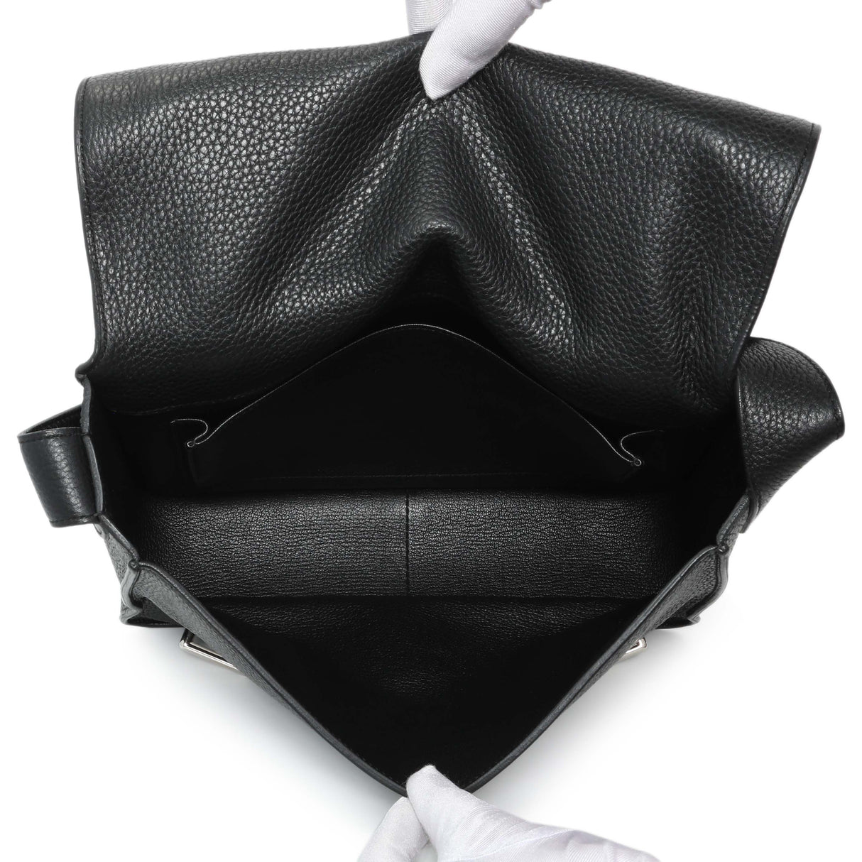 Hermes Black Taurillon Clemence Steve Caporal Messenger Handbags Hermes
