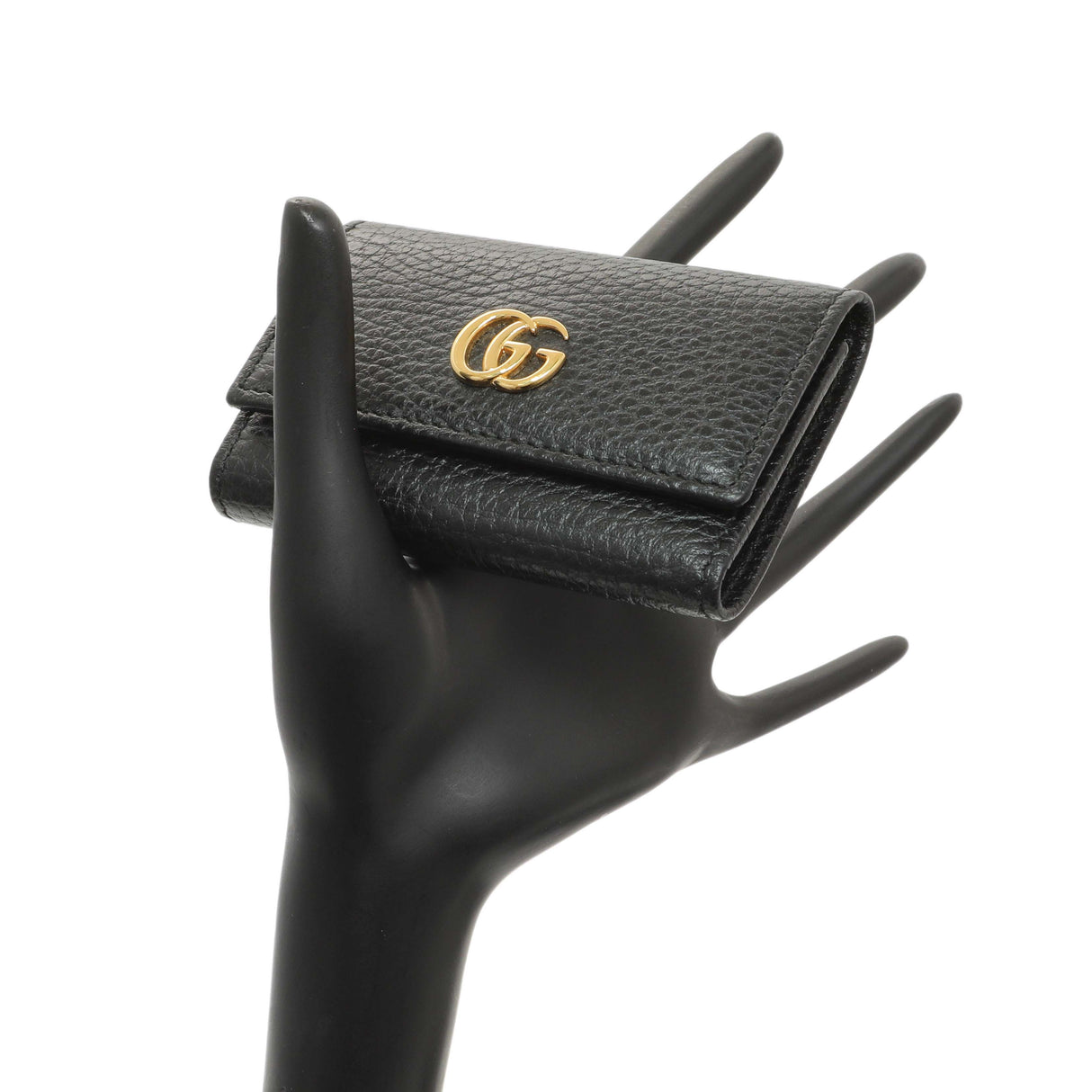 Gucci Black Pebbled Calfskin GG Marmont 6 Key Holder Accessories Gucci