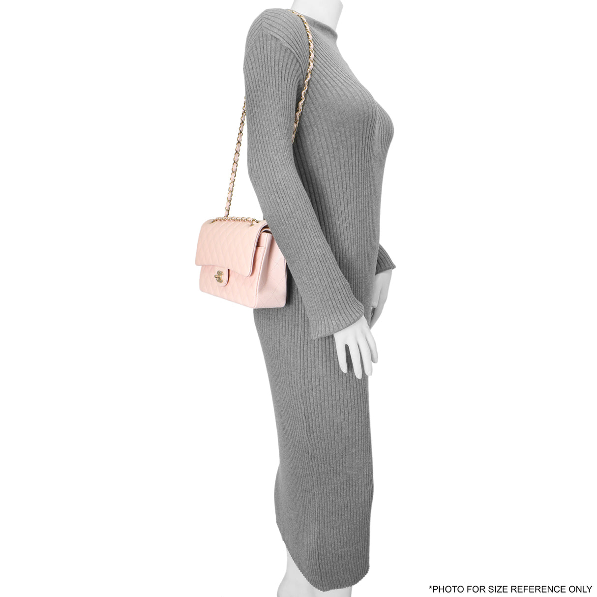 Chanel Pink Quilted Caviar Medium Classic Double Flap Handbags Chanel