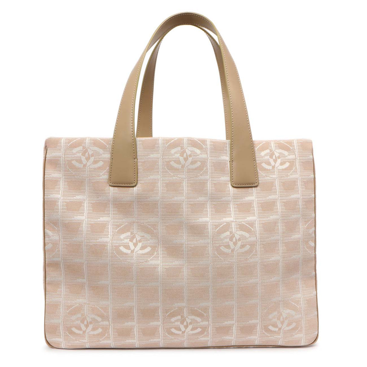 Chanel Beige Nylon Medium Travel Tote Handbags Chanel