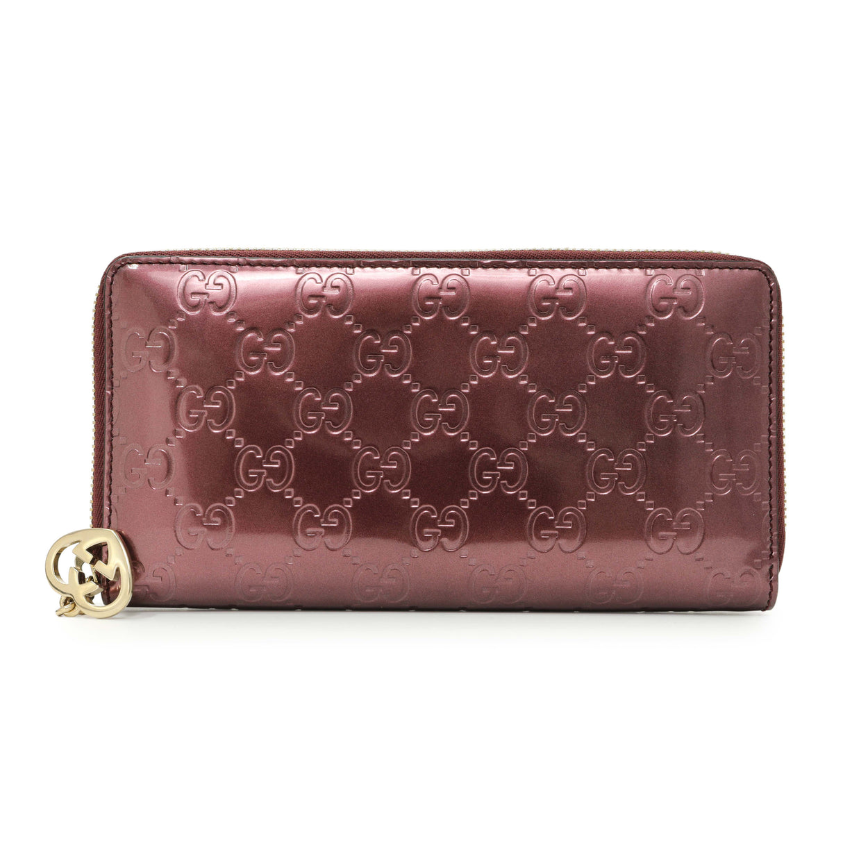 Gucci Purple Shine Guccissima Zip Around Wallet Accessories Gucci
