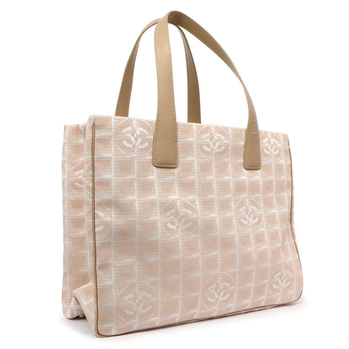 Chanel Beige Nylon Medium Travel Tote Handbags Chanel