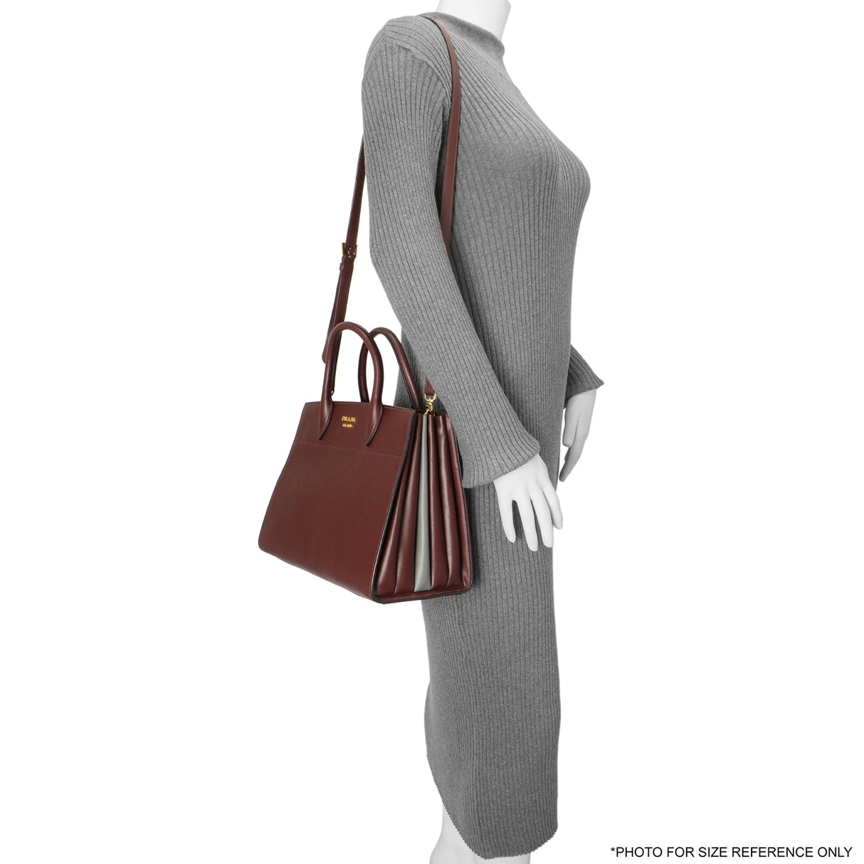 Prada Burgundy Saffiano City Calfskin Bibliotheque Top Handle Handbags Prada