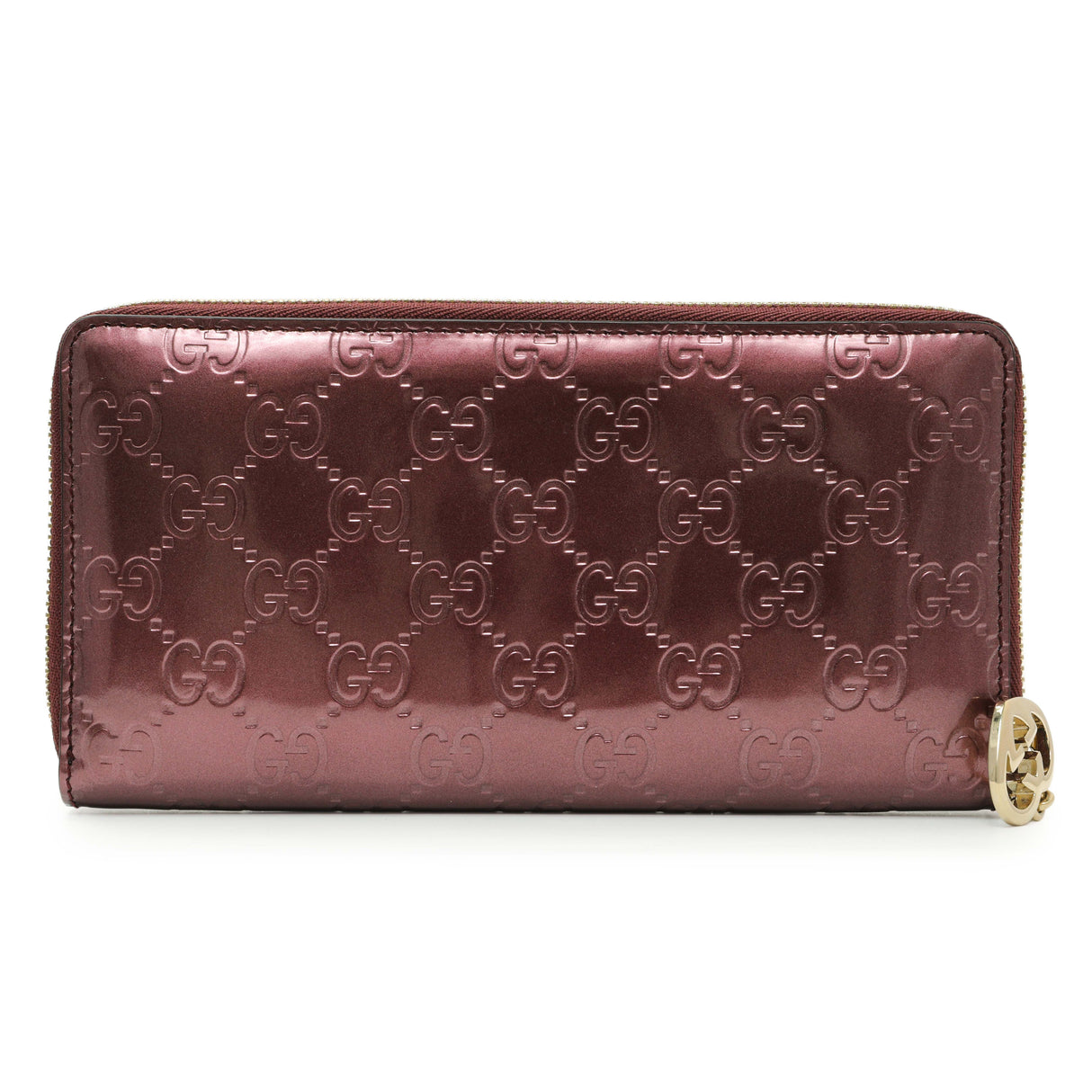 Gucci Purple Shine Guccissima Zip Around Wallet Accessories Gucci