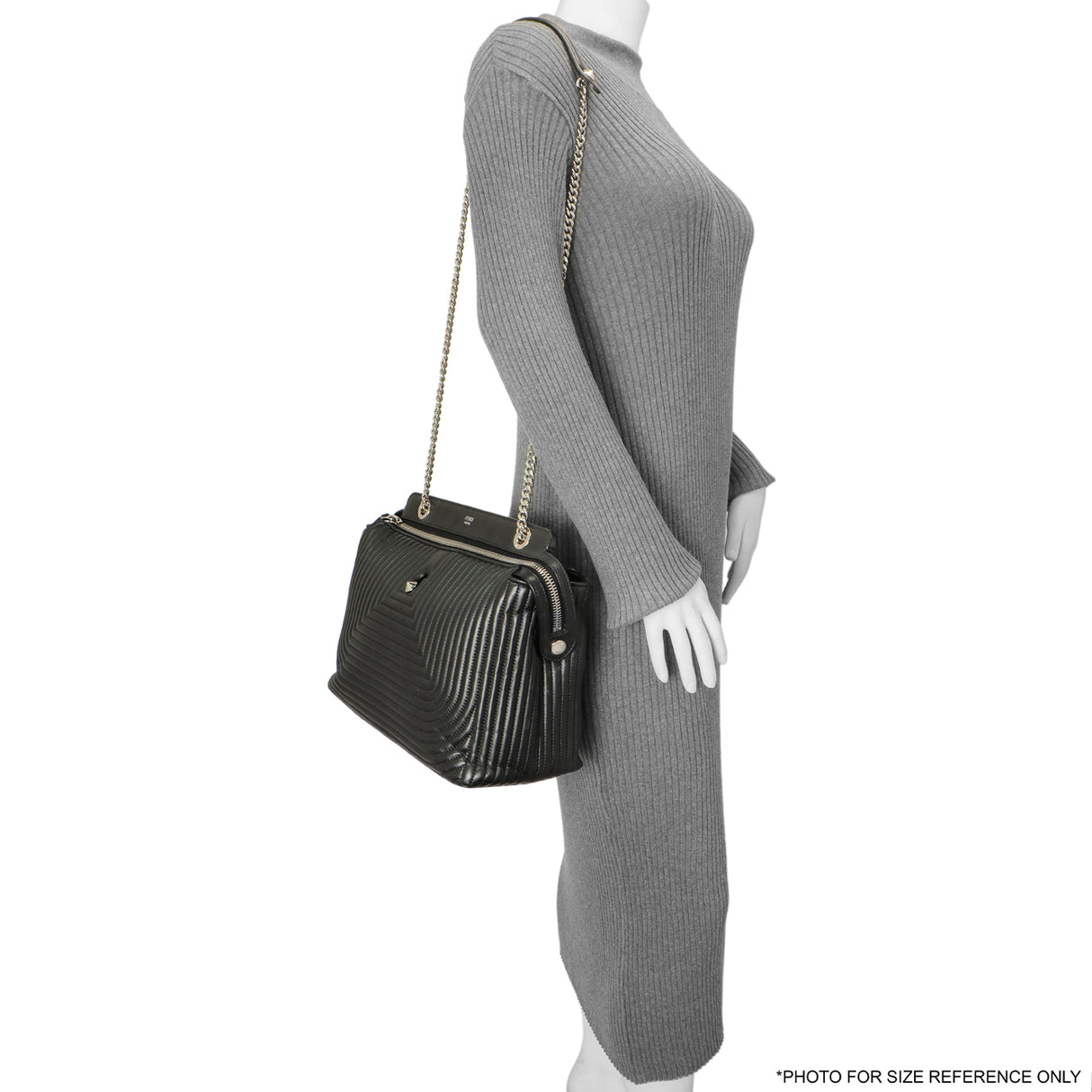 Fendi Black Nappa Trapuntata Medium DotCom Click Chain Satchel Handbags Fendi