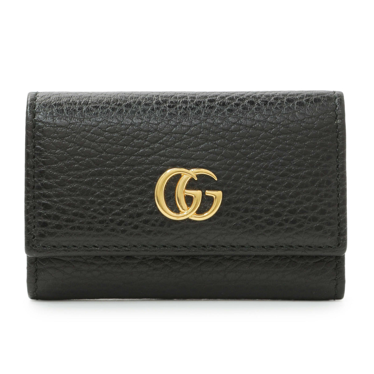 Gucci Black Pebbled Calfskin GG Marmont 6 Key Holder Accessories Gucci