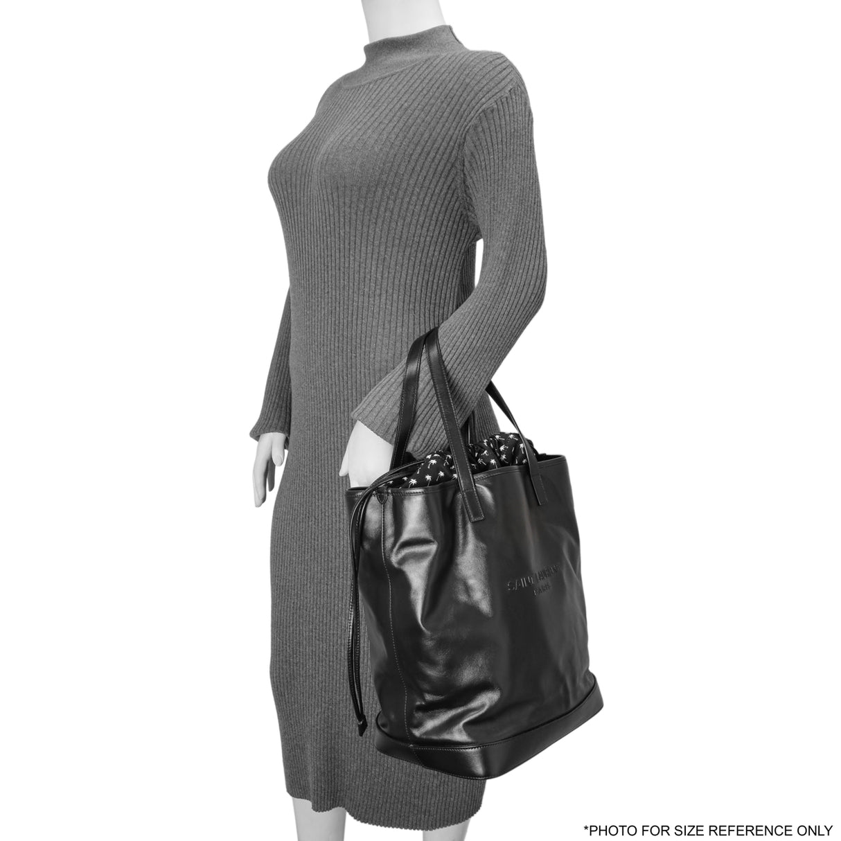 Saint Laurent Black Calfskin Debossed Teddy Shopping Bag Handbags Saint Laurent