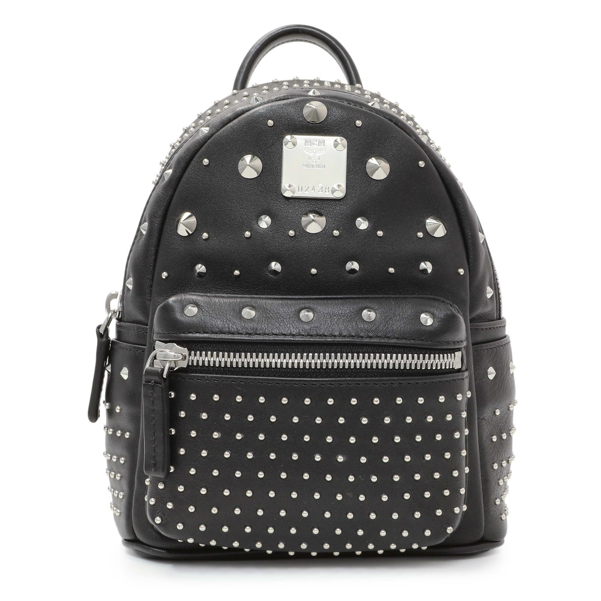 MCM Black Metallic Calfskin Stud X-Mini Stark Bebe Boo Backpack Handbags MCM