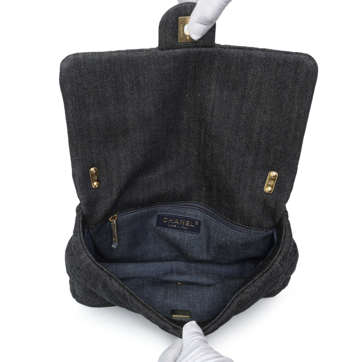 Chanel Black Quilted Denim Medium Funky Town Flap Handbags Chanel